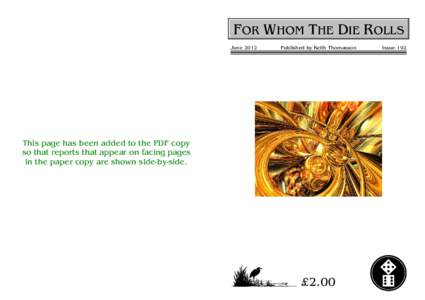 For Whom The Die Rolls #192 - June 2012