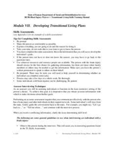 TLS Module VII - Developing Transitional Living Plans