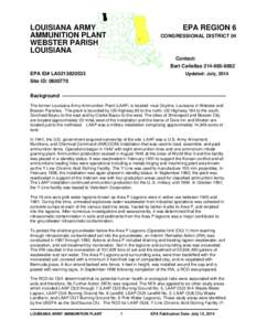 LOUISIANA ARMY AMMUNITION PLANT WEBSTER PARISH LOUISIANA  EPA REGION 6