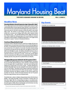 DHCD  Maryland housing beat THE STATE’S HOUSING ECONOMY IN REVIEW:  Headline News
