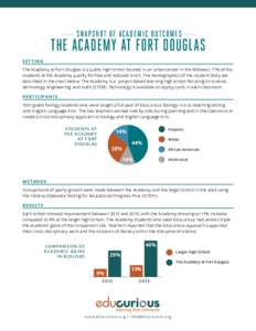  SNAPSHOT OF ACADEMIC OUTCOMES   THE ACADEMY AT FORT DOUGLAS SET TING The Academy at Fort Douglas is a public high school located in an urban center in the Midwest. 71% of the students at the Academy qualify for free