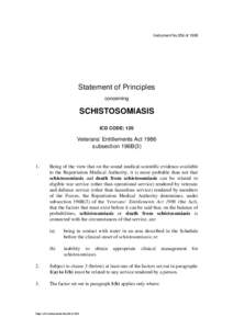 Instrument No.256 of[removed]Statement of Principles concerning  SCHISTOSOMIASIS