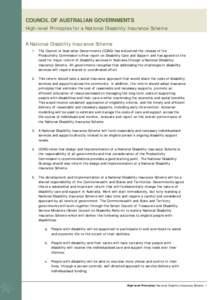 Attachment A: High-level Principles for a National Disability Insurance Scheme