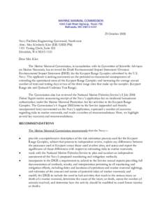 MARINE MAMMAL COMMISSION 4340 East-West Highway, Room 700 Bethesda, MD[removed]October 2008 Navy Facilities Engineering Command, Northwest