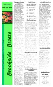 Manager’s Update Volume 4, Issue 2 Brookside Breeze  V I S IT WWW.BR O OKS I D ES WI MCL UB.C O M