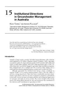 15  Institutional Directions in Groundwater Management in Australia