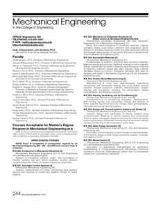 Mechanical Engineering In the College of Engineering OFFICE: Engineering 326 TELEPHONE: E-MAIL:  http://mechanical.sdsu.edu