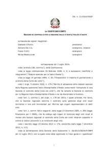 Del. n[removed]VSGF  LA CORTE DEI CONTI SEZIONE DI CONTROLLO  PER LA REGIONE VALLE D ’AOSTA/VALLÉE D’AOSTE