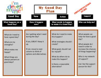 My Good Day Plan Good Day What happens on a Good Day?