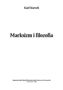 Karl Korsch  Marksizm i filozofia