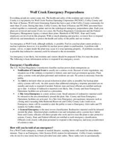 Civil defense / Disaster preparedness / Radioactivity / Emergency Alert System / Wolf Creek Generating Station / Background radiation / State of emergency / Emergency population warning / Nuclear safety in the United States / Emergency management / Public safety / Management