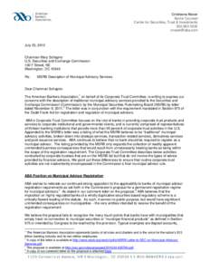 Financial economics / Dodd–Frank Wall Street Reform and Consumer Protection Act / U.S. Securities and Exchange Commission / Corporate trust / Financial adviser / Credit rating agency / Business / Electronic Municipal Market Access / Tower Amendment / Self-regulatory organizations / Municipal Securities Rulemaking Board / Financial regulation