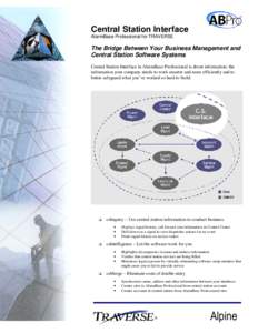 Central Station Interface AlarmBase Professional for TRAVERSE The Bridge Between Your Business Management and Central Station Software Systems Central Station Interface in AlarmBase Professional is about information; the
