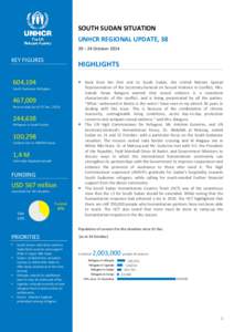 SOUTH SUDAN SITUATION UNHCR REGIONAL UPDATE, 38 20 – 24 October 2014 KEY FIGURES