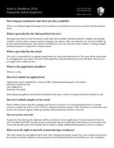 Artist in Residence 2014 Frequently Asked Questions John Day Fossil Beds National Monument National Park Service