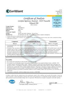 E-053 FN040909-02 Revision 0 Page 1 of 2  Certificate of Analysis