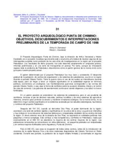 Demarest, Arthur A. y Héctor L. Escobedo 1997 El Proyecto Arqueológico Punta de Chimino: Objetivos, descubrimiento e interpretaciones preliminares de la temporada de campo de[removed]En X Simposio de Investigaciones Arqueológicas en Guatemala, 1996