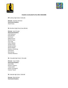 Students nominated for the 2015 USAAAMB AK Lathrop High School, Fairbanks Director: Christina Hardman Nominated Students: Wyatt Hoyes