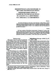 Arctoa: BRYOPHYTES OF ALTAI MOUNTAINS. VI. THE FAMILY POLYTRICHACEAE (MUSCI) ÌÎÕÎÎÁÐÀÇÍÛÅ ÀËÒÀß. VI. ÑÅÌÅÉÑÒÂÎ POLYTRICHACEAE (MUSCI)