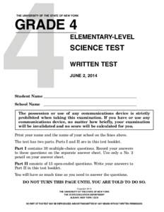 4  THE UNIVERSITY OF THE STATE OF NEW YORK GRADE 4 ELEMENTARY-LEVEL