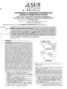 Published on WebTotal Synthesis of (+)-Azaspiracid-1. An Exhibition of the Intricacies of Complex Molecule Synthesis David A. Evans,* Lisbet Kværnø, Travis B. Dunn, Andre´ Beauchemin, Brian Raymer, Jason 