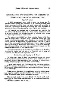 Opening of Rio#rr and C o d e Country  REGISTRATION AND DRAWING FOR OPENING OF KIOWA AND COMANCHE COUNTRY, 1901 In 1901 arrangements were made to open the Kiowa and Comanche Indian country for settlement in a different m