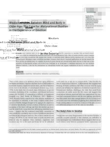 Weakened Links Between Mind and Body in Older Age: The Case for Maturational Dualism in the Experience of Emotion Emotion Review–5