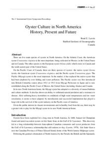 No.17  The 1st International Oyster Symposium Proceedings Oyster Culture in North America History, Present and Future