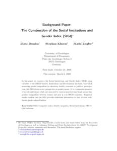 Background Paper: The Construction of the Social Institutions and Gender Index �GI