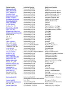 Medical Student Summer Research Fellowship Previous Faculty Sponsors