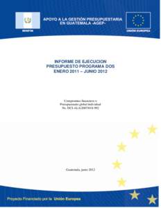 INFORME DE EJECUCION PRESUPUESTO PROGRAMA DOS ENERO 2011 – JUNIO 2012 Compromiso financiero o Presupuestario global individual