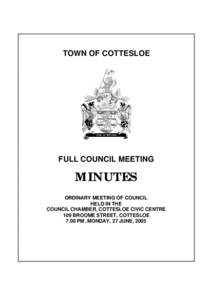 TOWN OF COTTESLOE  FULL COUNCIL MEETING MINUTES ORDINARY MEETING OF COUNCIL