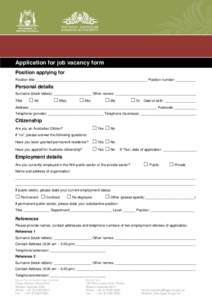 Application for job vacancy form