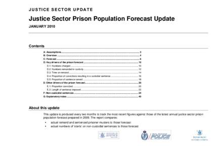 JUSTICE SECTOR UPDATE  Justice Sector Prison Population Forecast Update JANUARYContents