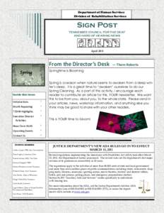 Department of Human Services Division of Rehabilitation Services Sign Post TENNESSEE COUNCIL FOR THE DEAF AND HARD OF HEARING NEWS