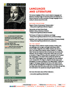 languages and literature This handout highlights ARTstor content related to languages and literature, including images of renowned authors and depictions of literary characters, as well as examples of foreign languages f