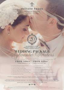 WEDDING PACKAGE  Sylvania Waters S U N D AY S APRIL TO AUGUST 2015