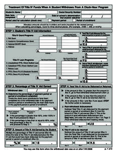 Treatment Of Title IV Funds When A Student Withdraws From A Clock-Hour Program Student’s Name Social Security Number  Date form