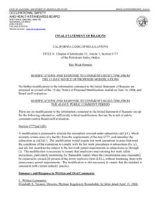 STATE OF CALIFORNIA - DEPARTMENT OF INDUSTRIAL RELATIONS  ARNOLD SCHWARZENEGGER, Governor OCCUPATIONAL SAFETY AND HEALTH STANDARDS BOARD