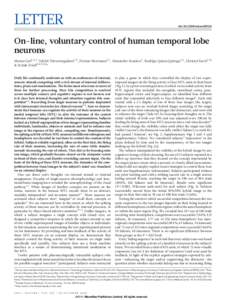 LETTER  doi:[removed]nature09510 On-line, voluntary control of human temporal lobe neurons