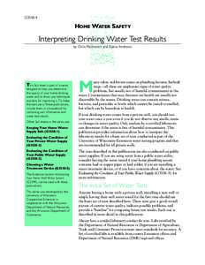 G3558-4  HOME WATER SAFETY Interpreting Drinking Water Test Results by Chris Mechenich and Elaine Andrews