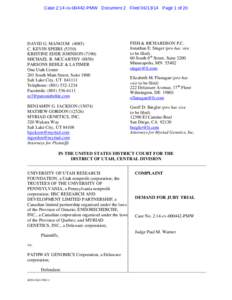 Case 2:14-cv[removed]PMW Document 2 Filed[removed]Page 1 of 20  DAVID G. MANGUM[removed]C. KEVIN SPEIRS[removed]KRISTINE EDDE JOHNSON[removed]MICHAEL R. MCCARTHY (8850)