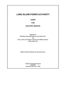 LONG ISLAND POWER AUTHORITY TARIFF FOR ELECTRIC SERVICE  Applicable in