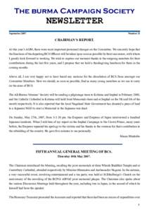 The burma Campaign Society  NEWSLETTER September 2007