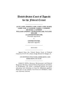 United States Court of Appeals for the Federal Circuit __________________________ JACK LADD, JOBETH LADD, JOHN LADD, MARIE LADD, GAIL A. LANHAM, JAMES A. LINDSEY, MICHAEL A. LINDSEY