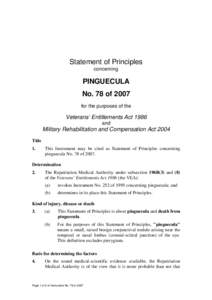 Statement of Principles concerning PINGUECULA No. 78 of 2007 for the purposes of the