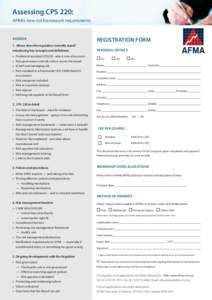 Assessing CPS 220: APRA’s new risk framework requirements AGENDA  REGISTRATION FORM