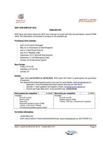 TEAM INFO NºSEAT Leon Eurocup