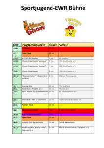 Sportjugend-EWR Bühne  Zeit Programmpunkte