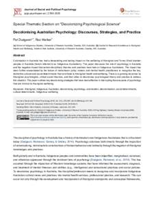 Decolonising Australian Psychology: Discourses, Strategies, and Practice